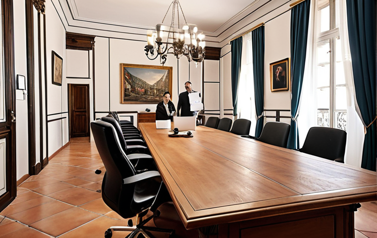 **A bustling real estate office in Italy, filled with diverse clients and agents, showcasing effective communication and negotiation during a property deal. Focus on the atmosphere of trust, transparency, and ethical professional practice. Italian style, modern, bright.**