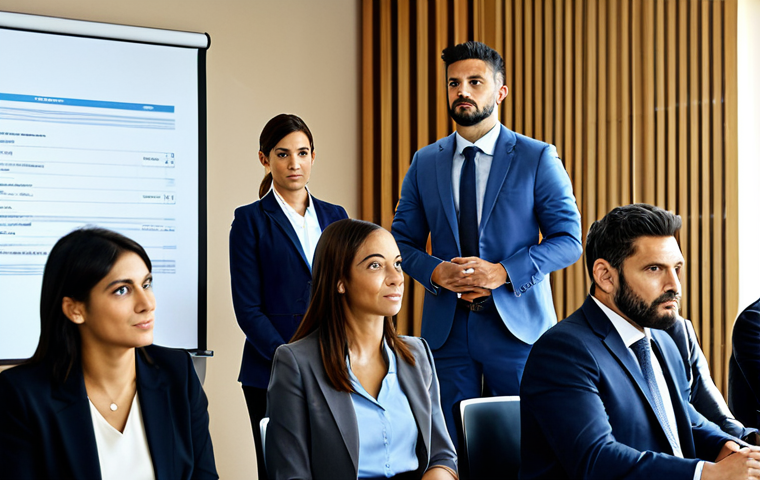 **

"A group of diverse real estate agents, fully clothed in professional business attire, participating in a training seminar on Italian property law. Modern conference room setting, clear presentation slides visible in the background. Safe for work, appropriate content, perfect anatomy, correct proportions, professional setting, family-friendly."

**