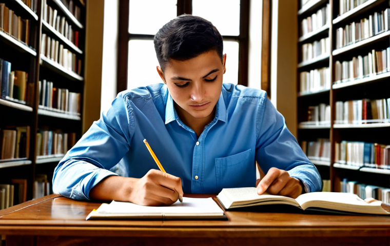 **

"A diligent student, fully clothed in casual attire, studying diligently at a wooden desk covered with books and notes in a sunlit Italian library, appropriate content, safe for work, perfect anatomy, correct proportions, well-formed hands, proper finger count, professional study environment, modest clothing, natural pose, high quality, professional photography."

**
