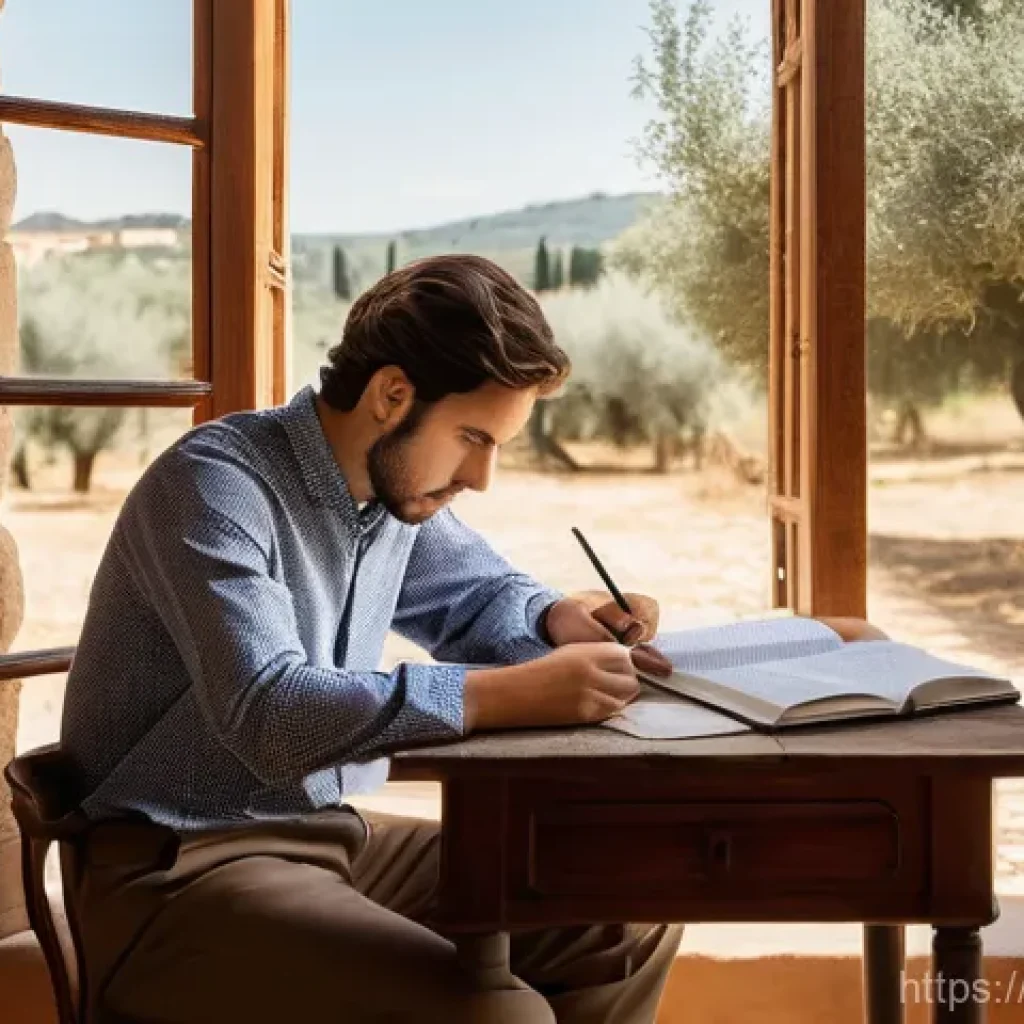 공인중개사 이론 공부 방법 - **A Focused Aspiring Italian Real Estate Agent Studying:** A young Italian adult, in their late 20s,...