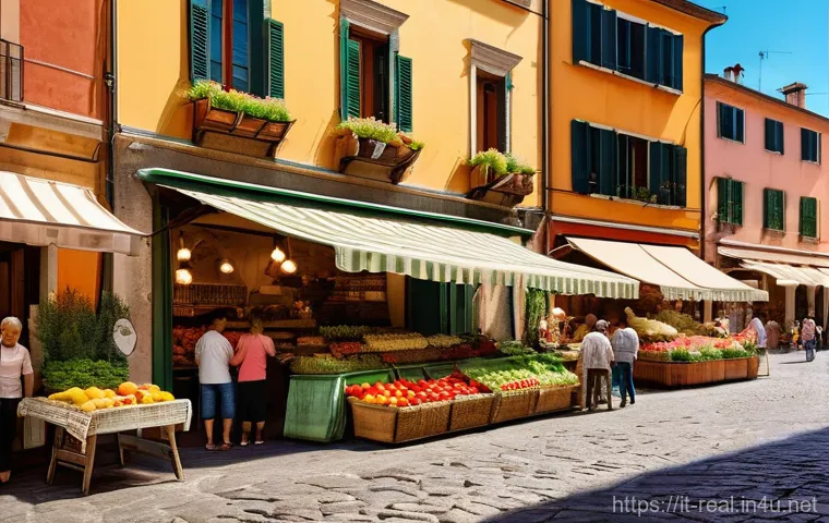 공인중개사 부동산 지역 조사 요령 - **Prompt:** A vibrant and charming Italian neighborhood square bathed in warm, late afternoon sunlig...