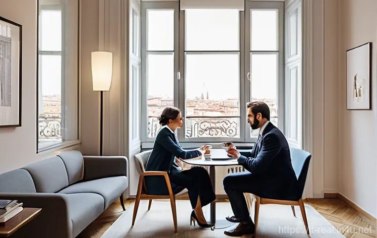 공인중개사와 부동산 시장 변화 사례 연구 - **Prompt:** "A warm and inviting scene in a modern Italian real estate agency office in Milan. A fri...