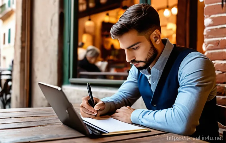 공인중개사 시험 대비 모바일 앱 추천 - **AI Tutor for Focused Exam Prep in an Italian Cafe**
    A young adult, with Italian features (20s-...