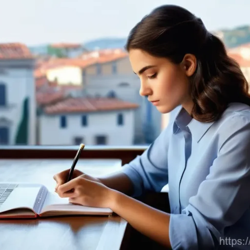 공인중개사 시험 성공 사례 인터뷰 - **Prompt 1: Focused Preparation for Success**
    "A diligent young Italian woman, dressed in smart ...