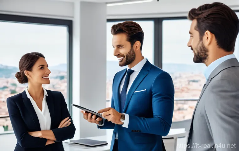 공인중개사 자격증 활용 부동산 사업 확장 - **Prompt:** A charismatic Italian real estate agent, dressed in a sharp business suit, warmly engagi...