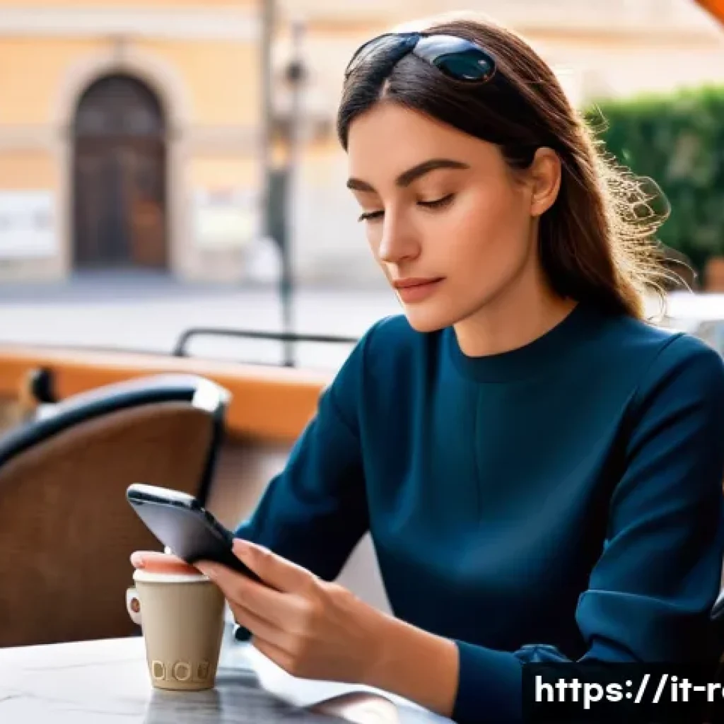 공인중개사 시험과 관련된 추천 앱 - **Prompt:** A focused young Italian woman, in her late twenties, is seated at a chic outdoor café in...