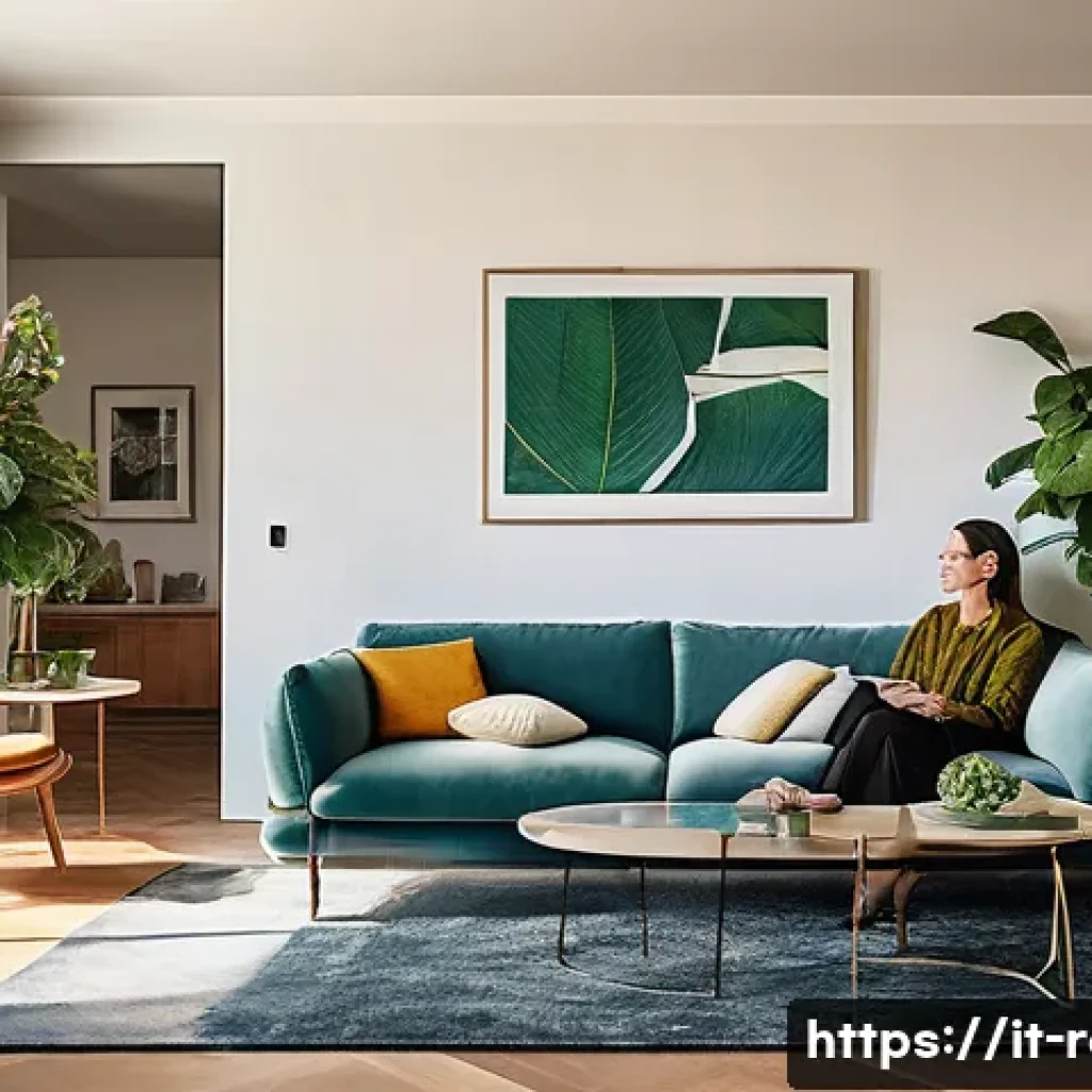 공인중개사와 최신 기술의 접목 사례 - **Prompt:** A stylish Italian couple in their late 20s to early 30s is comfortably seated on a moder...