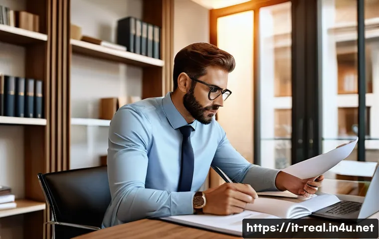 공인중개사 부동산 관련 분쟁 해결법 - A professional real estate agent in a modern Italian office, reviewing detailed contracts with clien...
