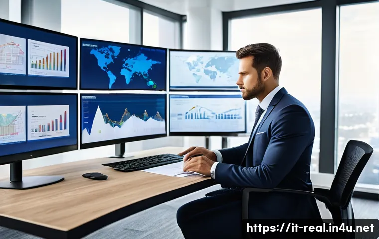 공인중개사 자격증과 해외 부동산 투자 사례 - A professional real estate agent in a modern office setting, reviewing international property contra...