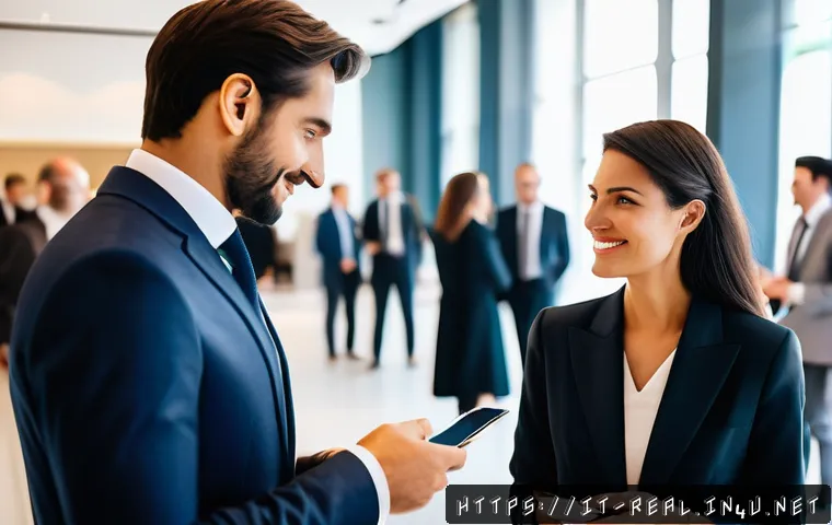 공인중개사 자격증 취득 후 직업 선택에 대한 조언 - A professional real estate agent networking at a local industry event in Milan, Italy. The scene sho...