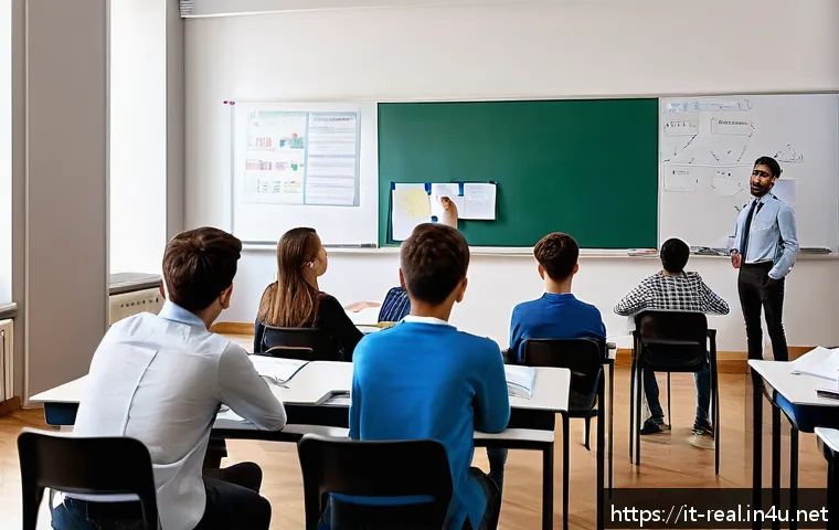 공인중개사 시험 관련 정부 지원 정보 - A modern classroom setting in Italy with adult students attending a real estate exam preparation cou...