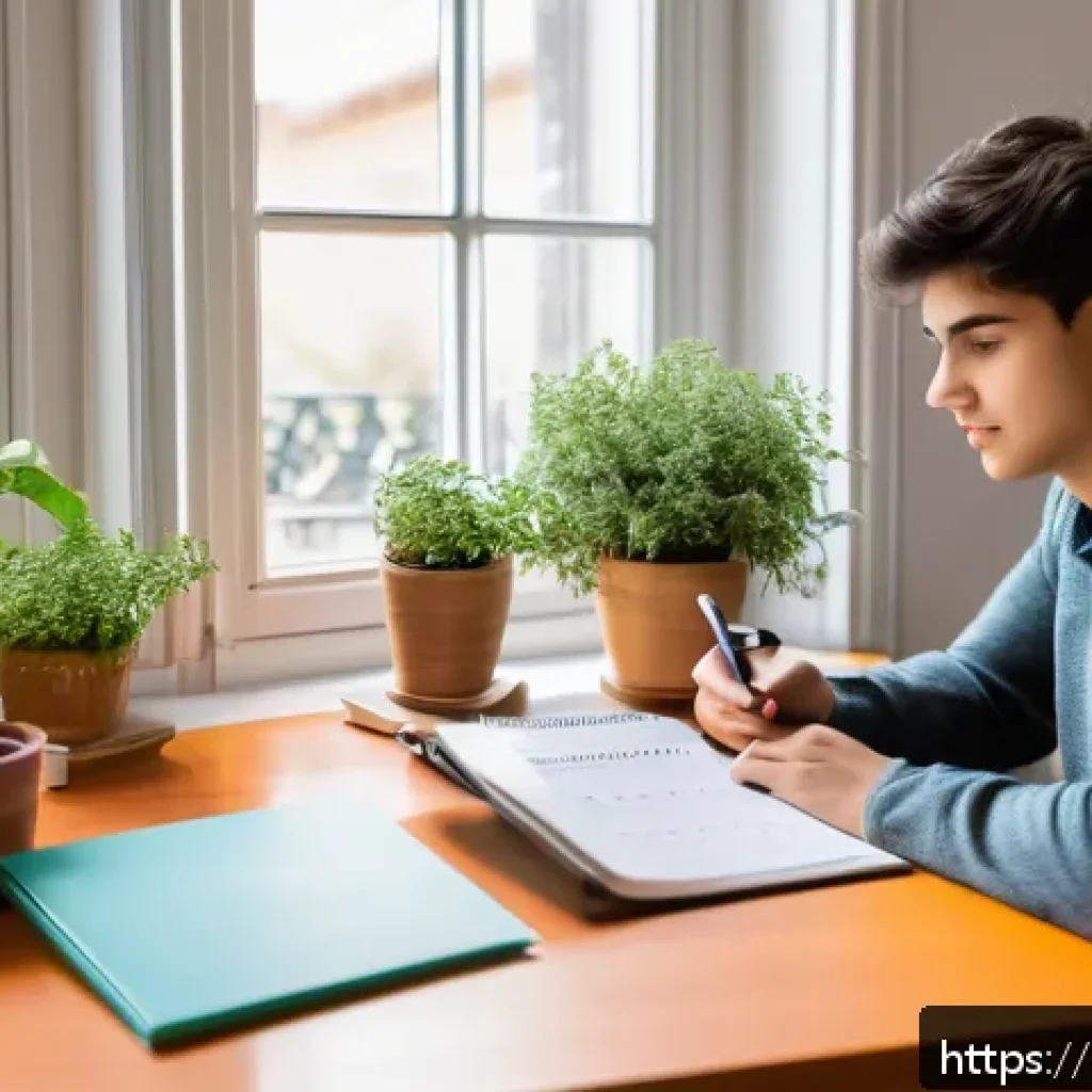 공인중개사 시험 준비와 관련된 유용한 팁 - A focused Italian student sitting at a wooden desk in a bright, cozy study room, surrounded by neatl...