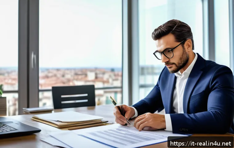 공인중개사 자격증과 부동산 자산 관리 - A professional Italian real estate agent in a modern office setting, dressed in smart business attir...
