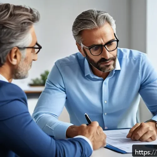 공인중개사와 부동산 거래 분쟁 해결 사례 - A professional real estate agent mediating a dispute between two middle-aged Italian clients in a mo...