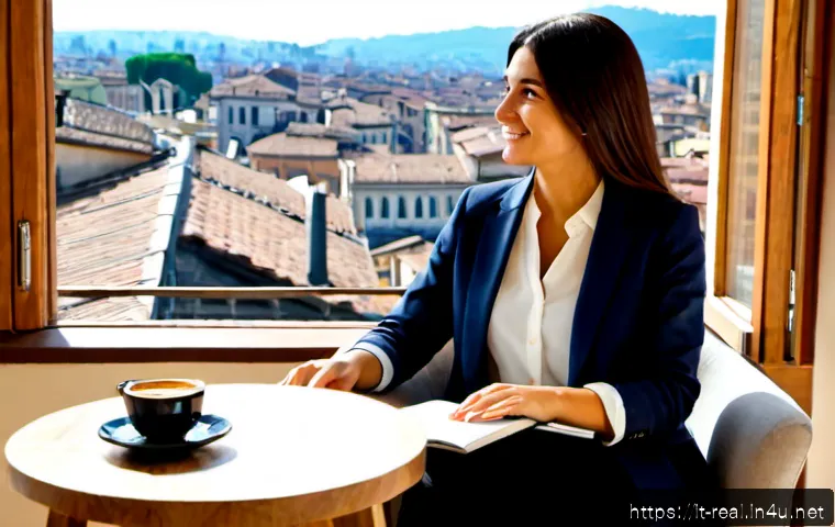 공인중개사 합격 후기 인터뷰 - Photorealistic editorial interview scene in a bright contemporary apartment in Milan, a confident yo...