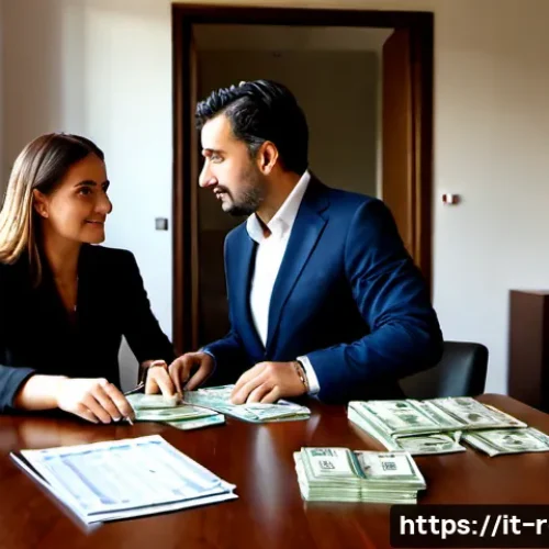 Home 17 공인중개사와 부동산 투자 사례 공유 - Photorealistic Italian real estate investment consultation in a refined Milan apartment office, a pr...